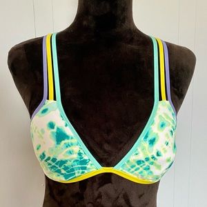 Victoria’s Secret Teal Tie Die Triangle Bikini Top
